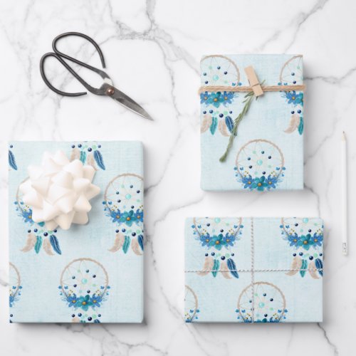 Blue Dreamcatcher Stylish Boho Design Wrapping Paper Sheets