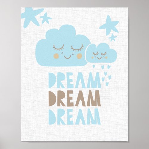 Blue Dreaming Clouds Nursery Wall Art