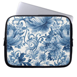 Blue Dreams Floral Watercolor Chinoiserie Laptop Sleeve