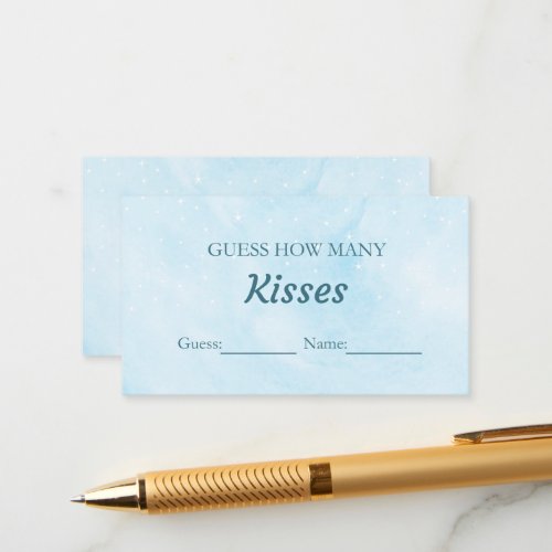 Blue Dreamy Guess How Many Kisses Bridal Game  Enclosure Card