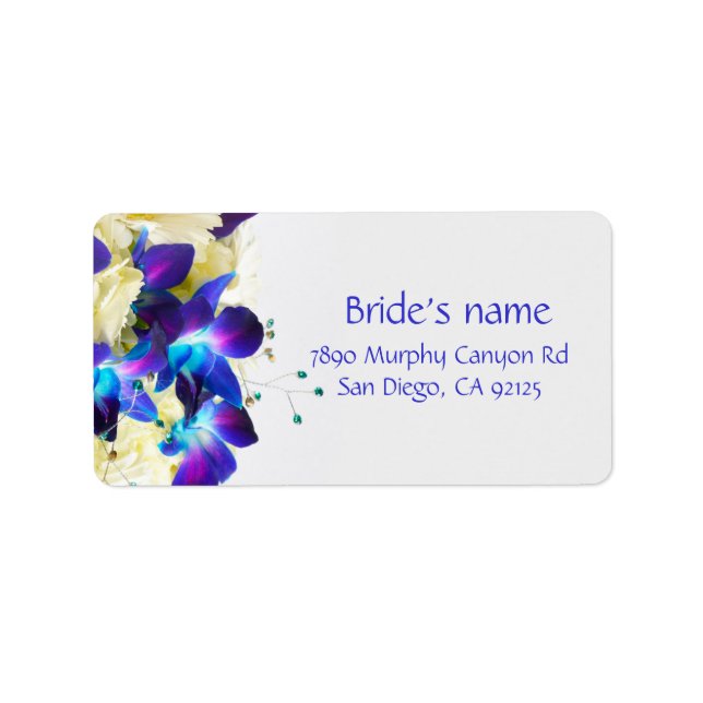 Blue Dreamy Romantic Bouquet Address Label (Front)