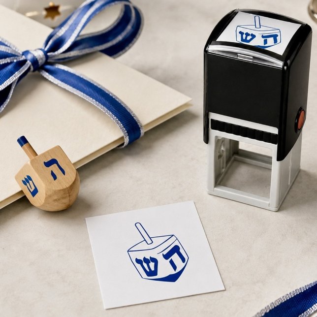 Blue Dreidel Hanukkah Jewish Holiday  Self-inking Stamp (Creator Uploaded)
