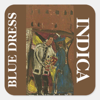 BLUE DRESS INDICA SQUARE STICKER
