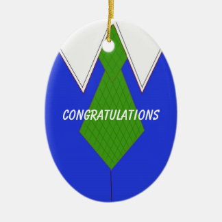 Blue Dress Shirt and Tie Congratulations Ceramic Ornament