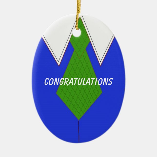 Blue Dress Shirt and Tie Congratulations Ceramic Ornament (Front)