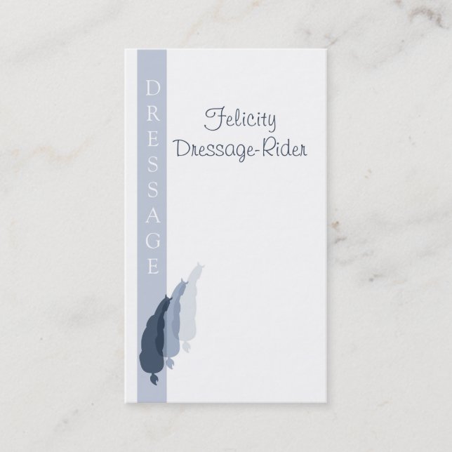 Blue dressage half pass graphic business card (Front)