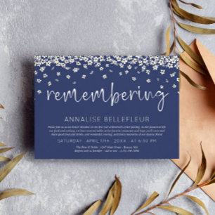 Blue Drifting Flower Remembering Death Anniversary Invitation