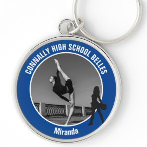 Blue Drill Team Photo High School Dancer Keychain