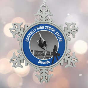 Blue Drill Team Photo High School Dancer Snowflake Pewter Christmas Ornament