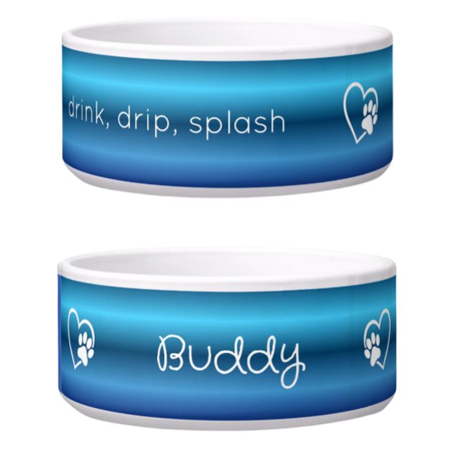Blue 'drink drip splash' Dog Name Bowl (Creator Uploaded)