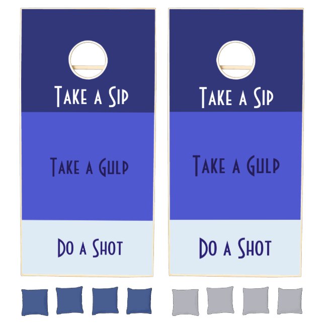 Blue "Drinking Game" Humor Corn Hole Game Funny (Set)