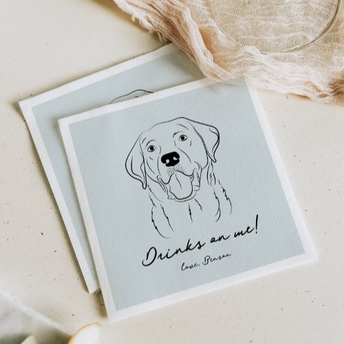 Blue Drinks on Me Dog Sketch Paper Napkin