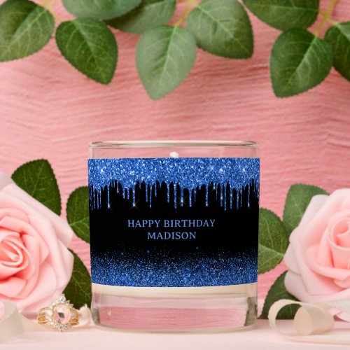 Blue Drip Glitter Birthday Scented Candle