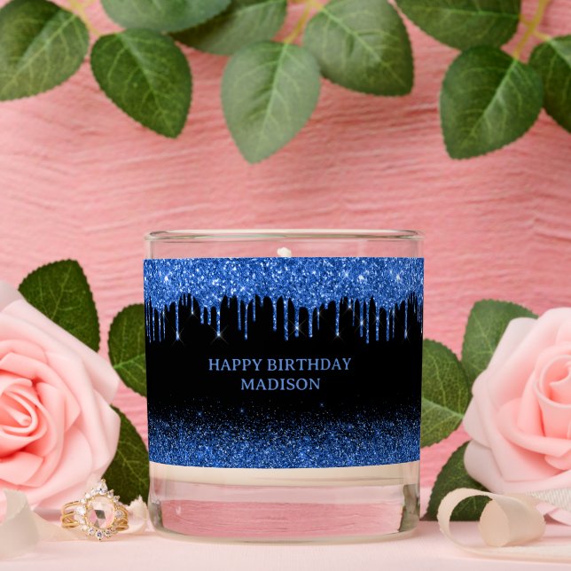 Blue Drip Glitter Birthday Scented Candle (Wedding)