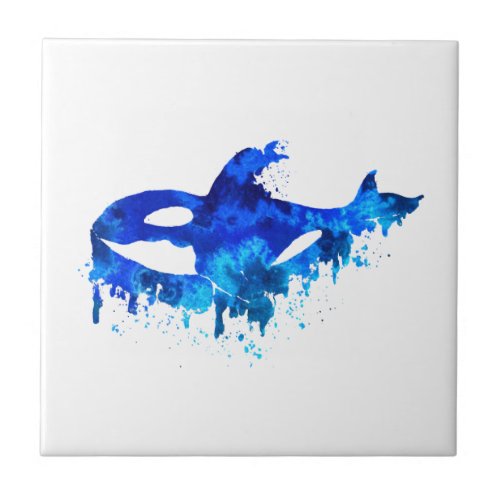Blue Dripping Orca Whale Ceramic Tile