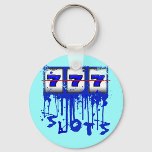 BLUE DRIPPING PAINT SLOTS KEYCHAIN