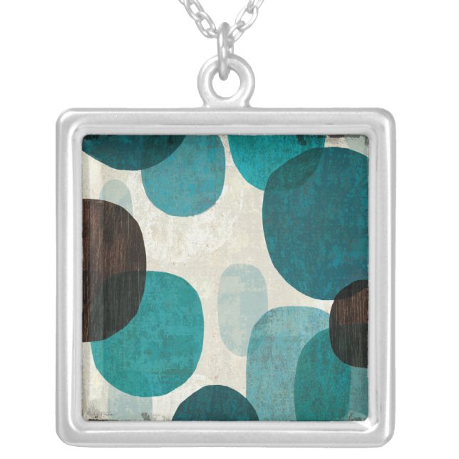 Blue Drips Silver Plated Necklace (Front)