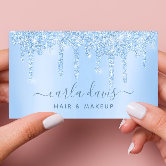 Blue Drips Sparkle Lash Salon Makeup Artist Business Card (Creator Uploaded)