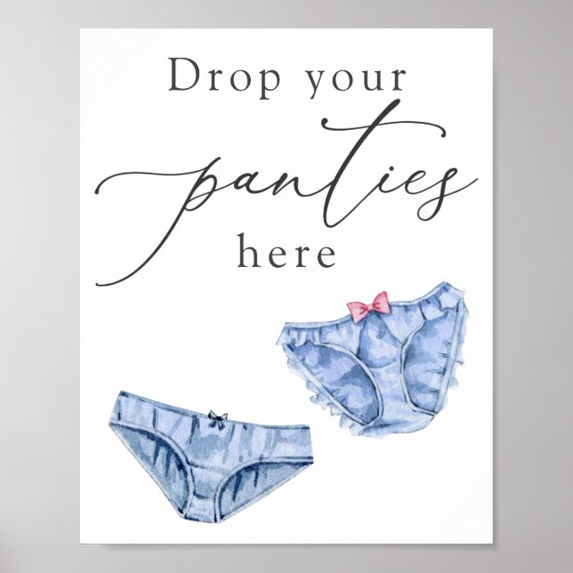 Blue Drop Your Panties Here Lingerie Shower Sign (Front)