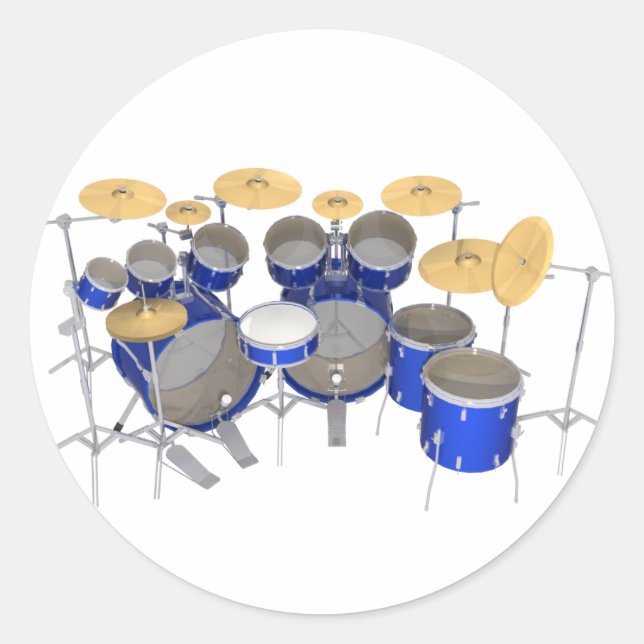 Blue Drum Kit: 10 Piece: Classic Round Sticker (Front)