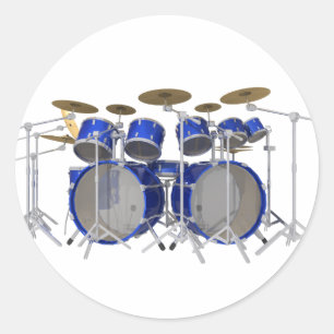 Blue Drum Kit: 10 Piece: Classic Round Sticker