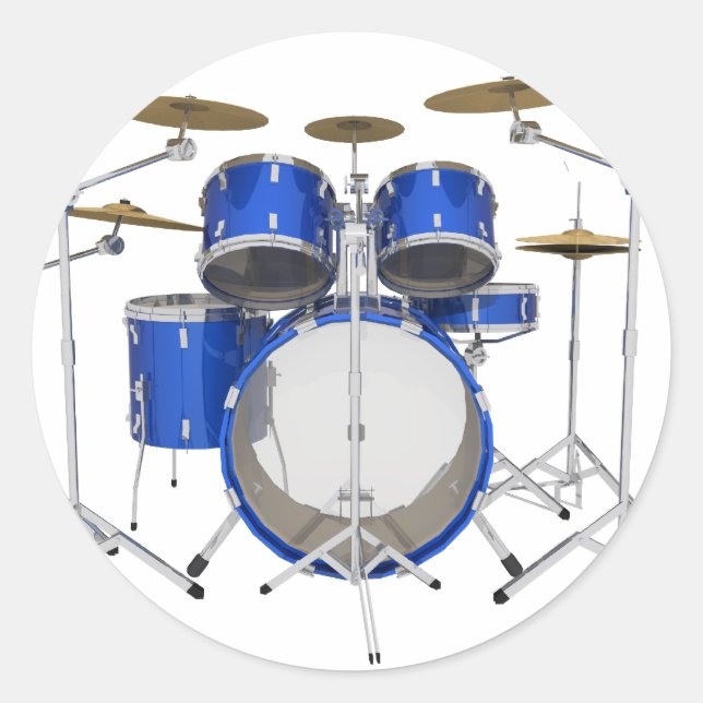 Blue Drum Kit: Classic Round Sticker (Front)