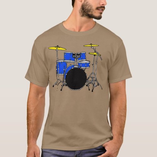 Blue Drum Kit Jazz Drummer  T_Shirt