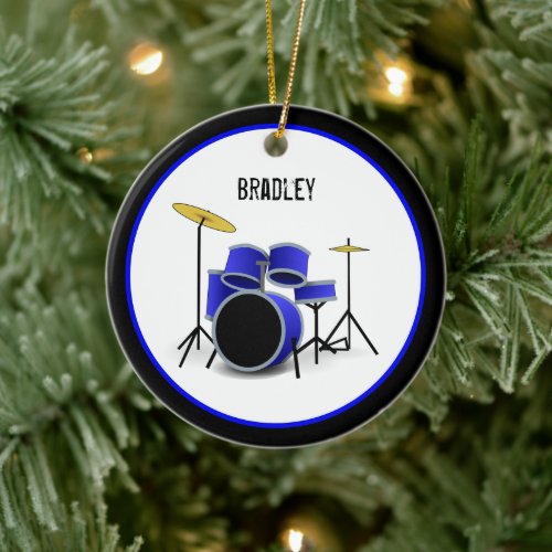 Blue Drum Set Custom Ceramic Ornament