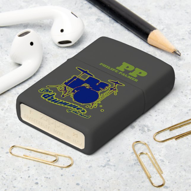 Blue Drums Cool Rock Zippo Lighter (On Table 2)