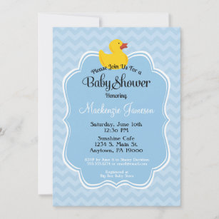 Blue Duck Boy Baby Shower Invitation