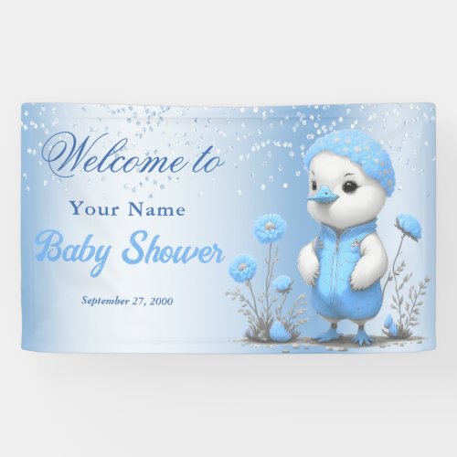 Blue Duck Boy Baby Shower Welcome Banner