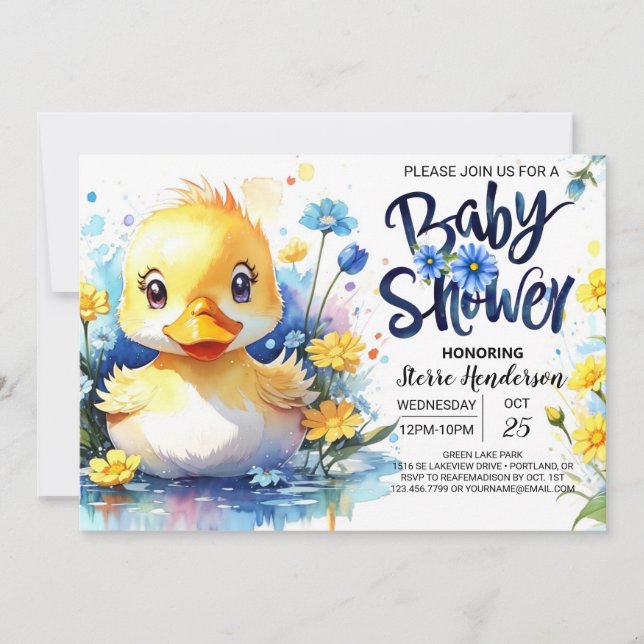 Blue Duckling Baby Shower invitation (Front)
