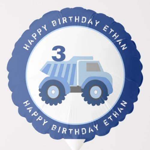 Blue Dump Truck Birthday Custom Balloon
