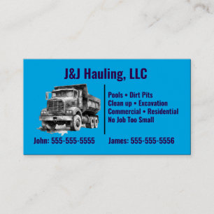 Blue Dump Truck Business Card
