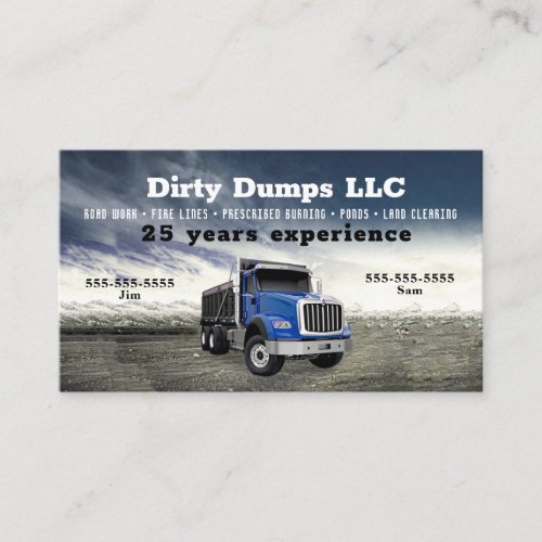 Blue Dump Truck Business Card