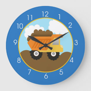 Blue Dump Truck Construction Clock