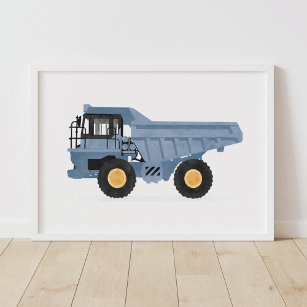 Blue Dump Truck Construction Vehicle Decor