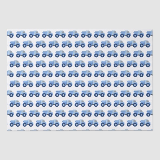 Blue Dump Truck Kid's Birthday Tissue Paper (Front)