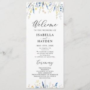 Blue Dusty Dainty Wild Floral Wedding Flat Program