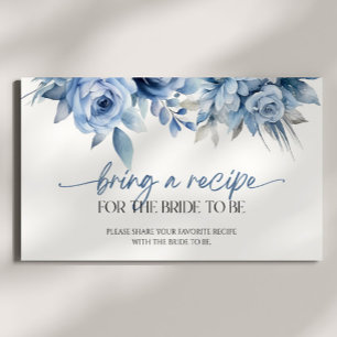 Blue Dusty Floral Bridal Shower Bring A Recipe Enclosure Card