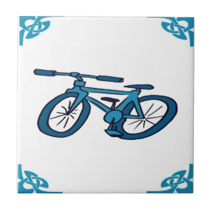 Blue Dutch Bicycle Ceramic Tile