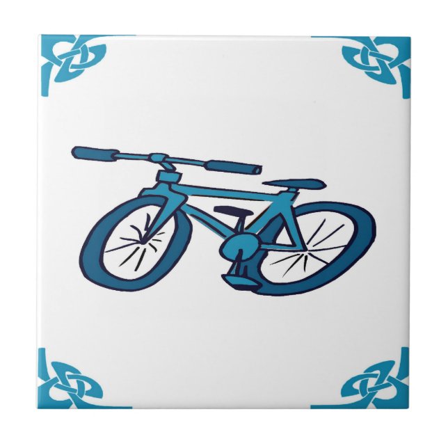 Blue Dutch Bicycle Ceramic Tile (Front)