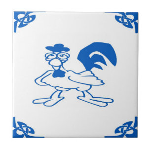 Blue Dutch Chicken Ceramic Tile