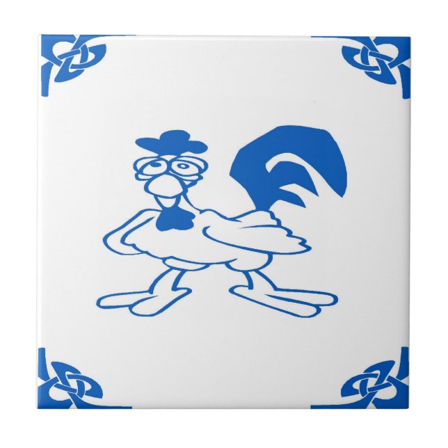 Blue Dutch Chicken Ceramic Tile (Front)