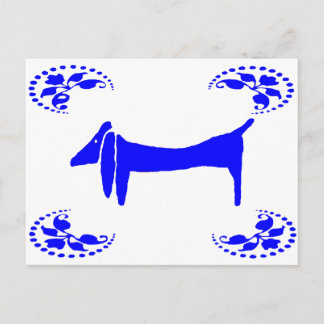 Blue Dutch Dachshund Abstract Postcard
