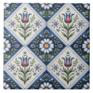 Blue Dutch Delft Pattern Ceramic Tile