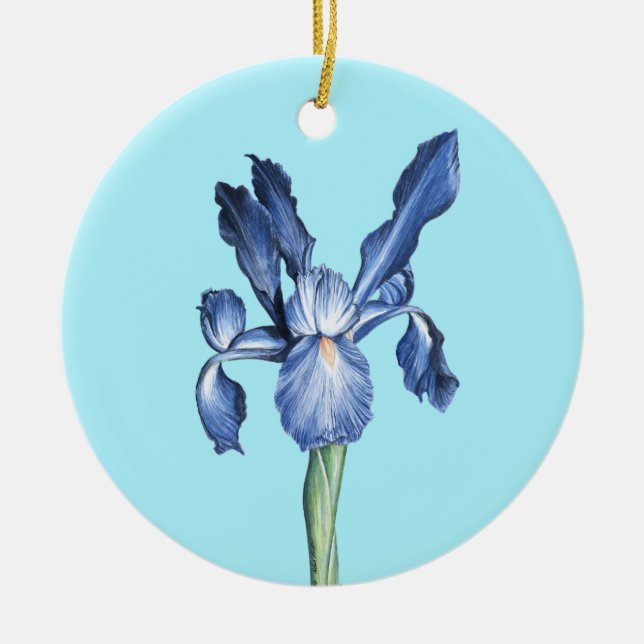 Blue Dutch Iris - Ceramic Ornament (Front)
