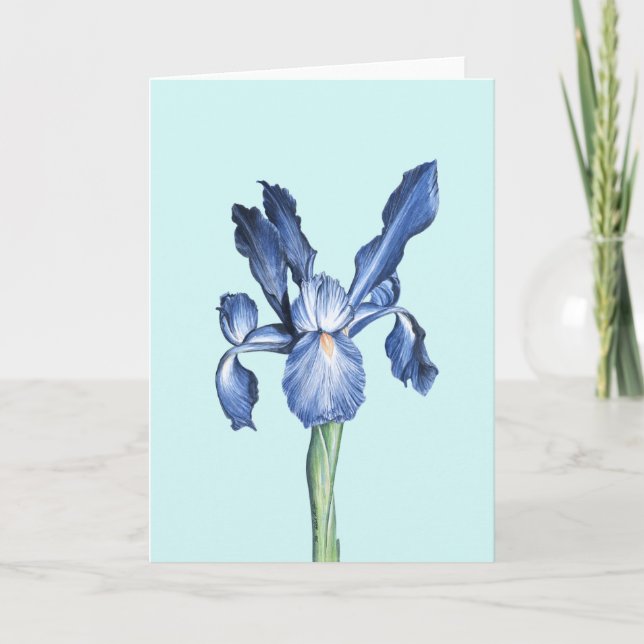 Blue Dutch Iris - Letterpress Thank You Card (Front)