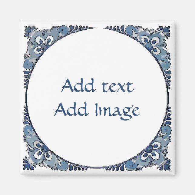 Blue Dutch Look, add text, Magnet (Front)