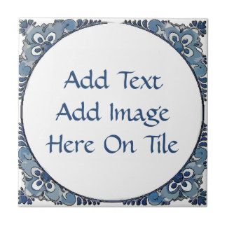 Blue Dutch look, edit text,add image, Ceramic Tile
